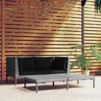 vidaXL 3-delige Loungeset halfrond poly rattan donkergrijs, Tuin en Terras, Tuinsets en Loungesets, Verzenden, Nieuw, Rotan, Loungeset