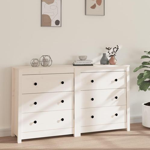 vidaXL Dressoir 140x35x80 cm massief grenenhout wit, Huis en Inrichting, Kasten | Dressoirs, 25 tot 50 cm, Nieuw, 100 tot 150 cm