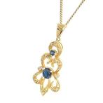 Hanger - 14 karaat Geel goud - 0.80ct. tw. Saffier - Diamant