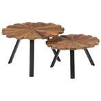 vidaXL Salontafels 2 st massief gerecycled hout, Huis en Inrichting, Tafels | Salontafels, Verzenden, Nieuw, 50 tot 100 cm, Minder dan 50 cm