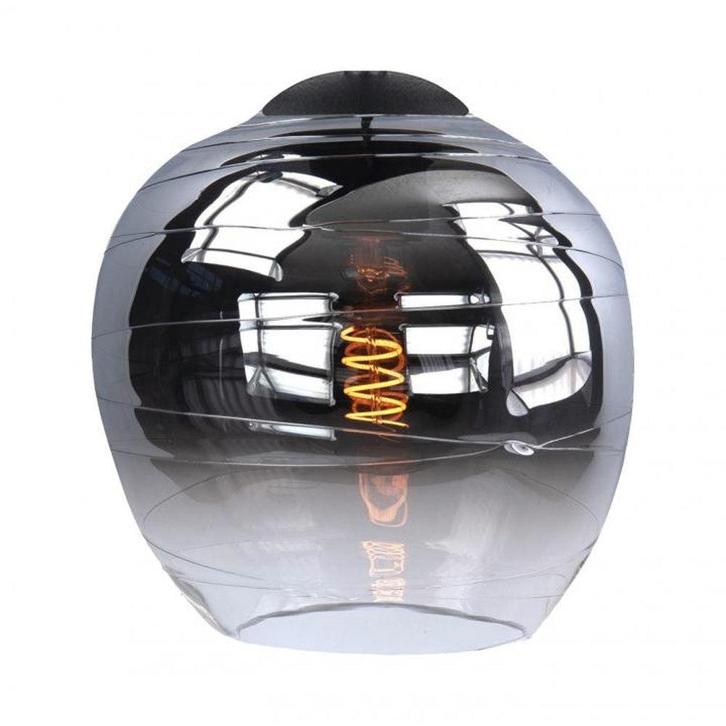 Highlight | Glazen lampenkap 22 cm | Semi smoked glas, Huis en Inrichting, Lampen | Lampenkappen, 50 cm of meer, Rond, Zwart, Nieuw
