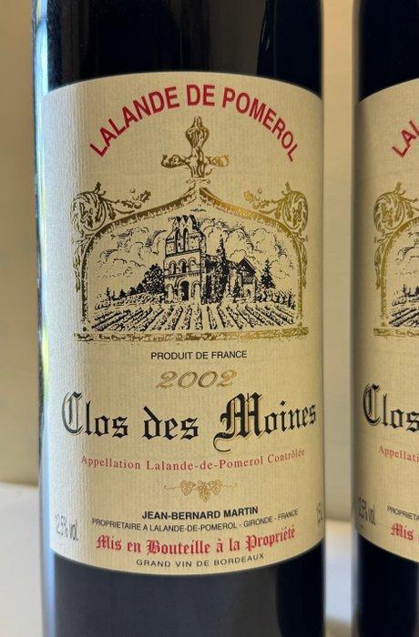 2002 Clos des Moines - Lalande-de-Pomerol - 3 Magnums (1.5L), Verzamelen, Wijnen