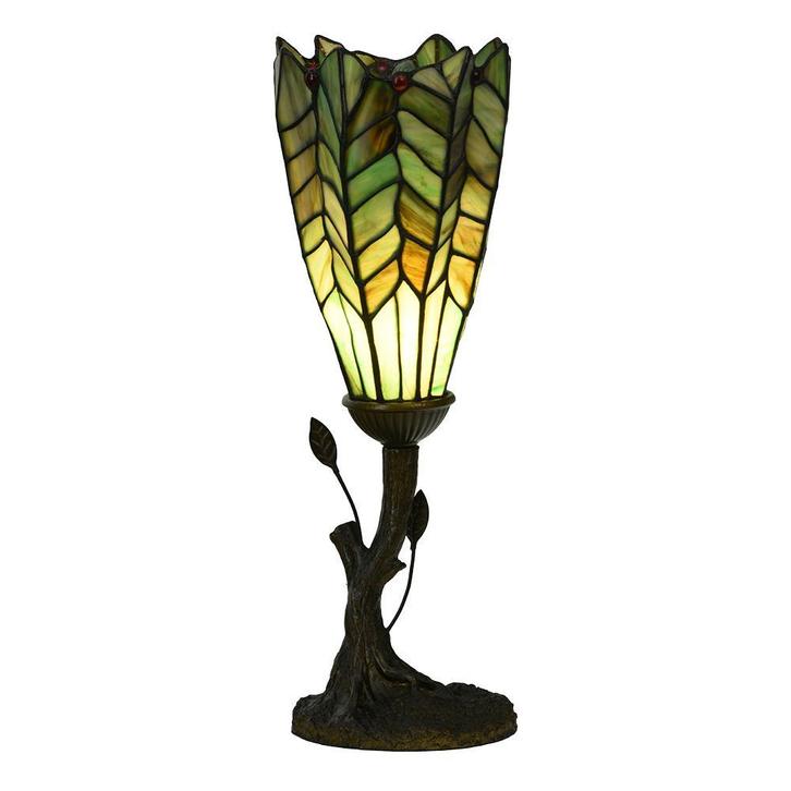 Tiffany Tafellamp Ø 15x42 cm Groen Glas Tiffany Bureaulamp, Huis en Inrichting, Lampen | Tafellampen, Minder dan 50 cm, Nieuw