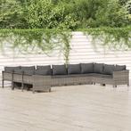vidaXL 10-delige Loungeset met kussens poly rattan grijs, Verzenden, Nieuw, Rotan, Loungeset