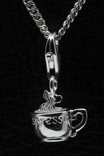 Zilveren Espresso kopje hanger en/of bedel, Verzenden, Nieuw