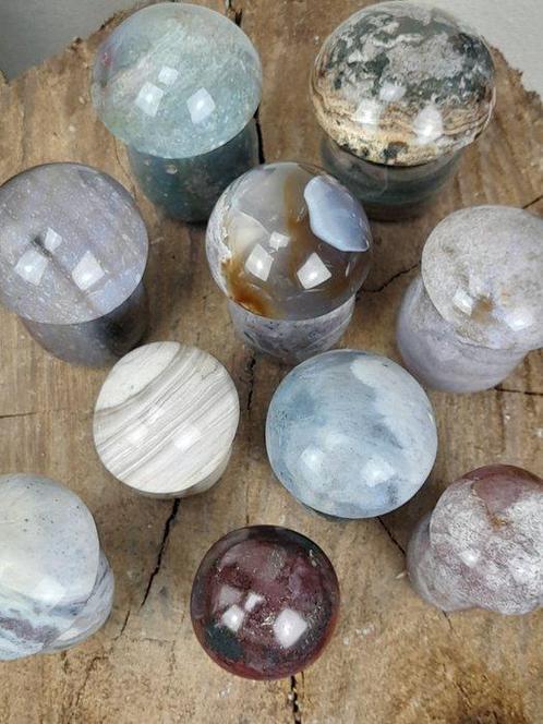 Mooie gepolijste edelsteen paddenstoelen van Jaspis- 1.9 kg, Verzamelen, Mineralen en Fossielen