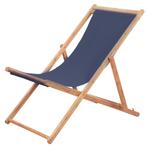 vidaXL Strandstoel inklapbaar stof en houten frame blauw, Nieuw, Verzenden