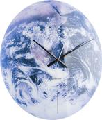 Wandklok Earth Glas, Blauwe tonen - Ø60cm, Ophalen of Verzenden, Zo goed als nieuw
