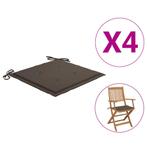 vidaXL Tuinstoelkussens 4 st 40x40x4 cm oxford stof taupe, Verzenden, Nieuw