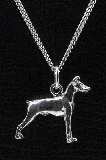 Zilveren Dwergpincher oren gecoupeerd ketting hanger - groot, Sieraden, Tassen en Uiterlijk, Kettinghangers, Verzenden