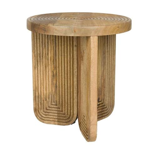 *WOONWINKEL* Ronde Bijzettafel Hout Met Ribbels, Huis en Inrichting, Tafels | Bijzettafels, Nieuw, Verzenden