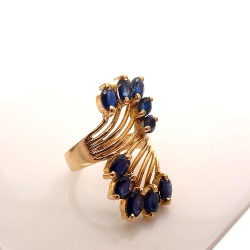 22 Krt. Gouden cocktailring met saffier (gouden ring), Sieraden, Tassen en Uiterlijk, Ringen, Dame, Met edelsteen, Overige kleuren