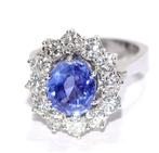 Ring - 14 karaat Witgoud - 5.38ct. tw. Tanzaniet - Diamant -, Nieuw