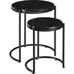 Bijzettafel Ellsa, marmeren blad, stalen frame - zwart/zwart, Huis en Inrichting, Tafels | Bijzettafels, Verzenden, Nieuw