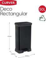 Curver Decobin Prullenbak - 50L - 39x29x72 cm - Zwart, Verzenden, Zo goed als nieuw