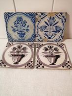 Tegel (4) - Bloemen - Delft - 1650-1700, Antiek en Kunst
