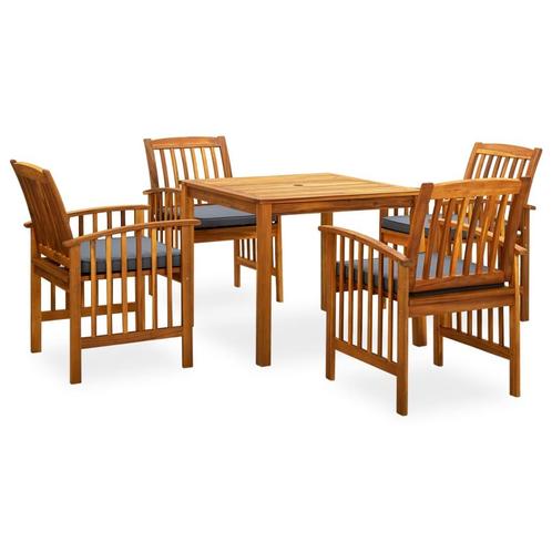 vidaXL 5-delige Tuinset met kussens massief acaciahout, Tuin en Terras, Tuinsets en Loungesets, Tuinset, Nieuw, 4 zitplaatsen
