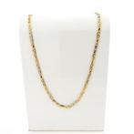 Bicolor gouden heren ketting met wiebertjes | 61 cm, Ophalen of Verzenden, Gebruikt, Overige kleuren, Goud