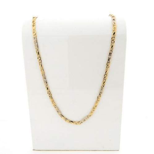 Bicolor gouden heren ketting met wiebertjes | 61 cm, Sieraden, Tassen en Uiterlijk, Kettingen, Overige kleuren, Gebruikt, Goud