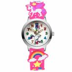 Fako - Kinderhorloge - 3D - Eenhoorn Staand - Fluor Roze, Verzenden, Nieuw