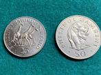 Tanzania. 25 Shilingi / 50 Shilingi 1974 WWF (2 coins), Postzegels en Munten