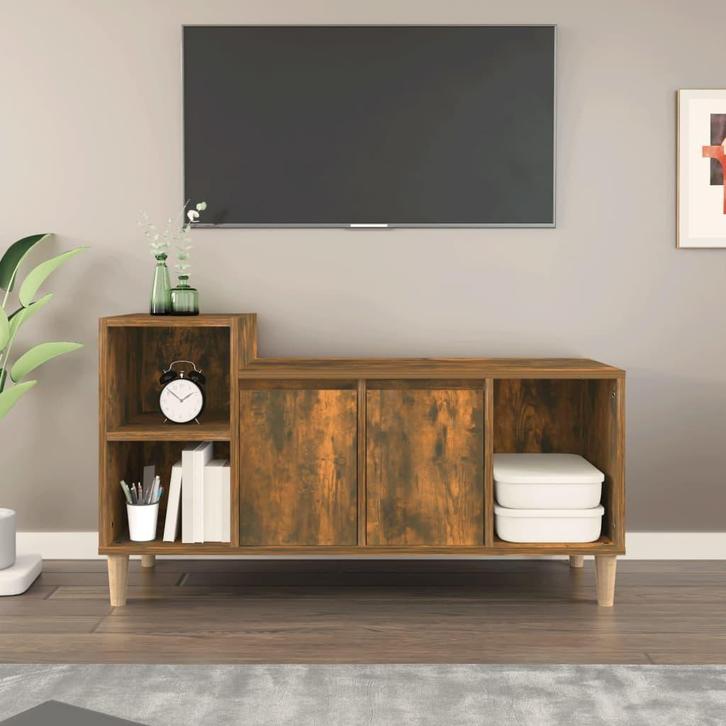 vidaXL Tv-meubel 100x35x55 cm bewerkt hout gerookt, Huis en Inrichting, Kasten | Televisiemeubels, 25 tot 50 cm, Nieuw, Overige houtsoorten