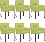 Set van 6 Felgroene leren moderne eetkamerstoelen - Toledo L, Nieuw, Vijf, Zes of meer stoelen, Eigentijds, Leer