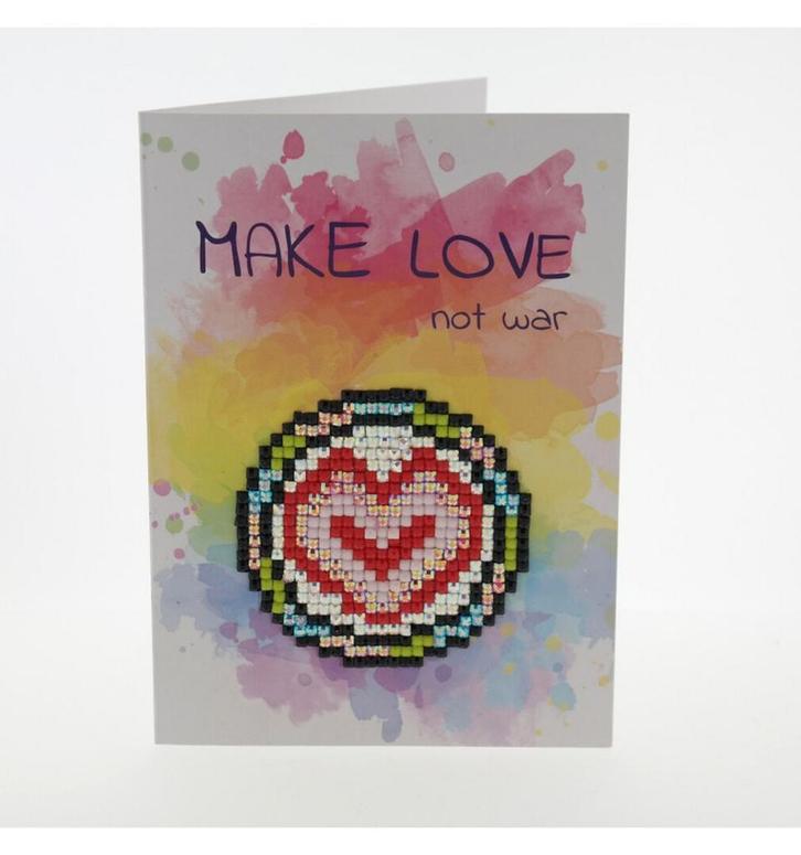 Diamond painting - Wenskaart - Make love not war, Hobby en Vrije tijd, Knutselen
