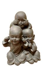 Horen zien zwijgen beeld Shaolin boeddha monnikjes 36cm, Tuin en Terras, Tuinwanddecoratie, Nieuw, Verzenden