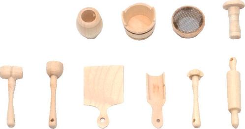 Mini-keukengerei 10-dlg. hout, Zakelijke goederen, Horeca | Keukenapparatuur, Nieuw in verpakking, Verzenden