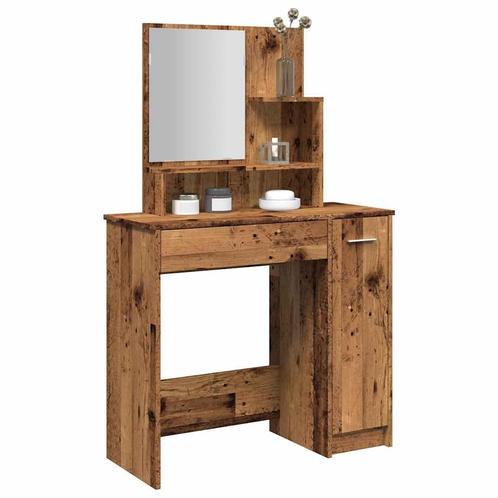 vidaXL Kaptafel met spiegel 86,5x35x136 cm oud houtkleurig, Huis en Inrichting, Tafels | Kaptafels, Nieuw, Verzenden