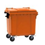 Afvalcontainer 1100 liter oranje met vlak deksel, Nieuw, Ophalen of Verzenden