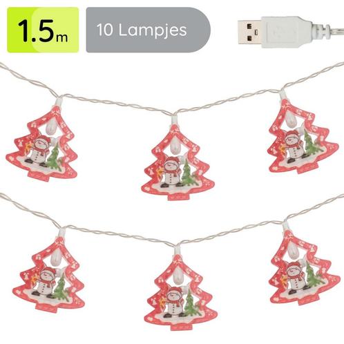 Kerstverlichting Kerstboom en Sneeuwpop - 1.5m - 10 Lichtjes, Diversen, Kerst, Nieuw, Verzenden