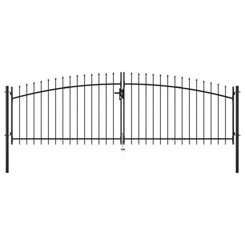 vidaXL Hekpoort dubbele deur met speren bovenkant 400x150 cm, Tuin en Terras, Tuinpoorten, Nieuw, Verzenden