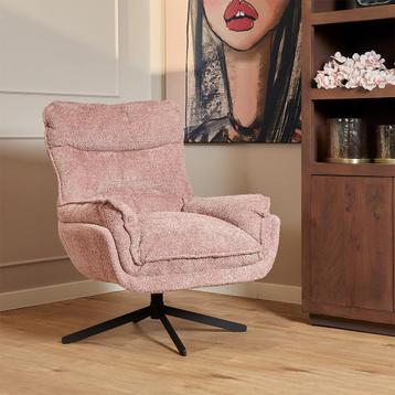 *WOONWINKEL* Starfurn Vera Fauteuil Roze Chenille Stof Draai beschikbaar voor biedingen
