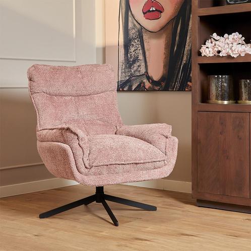 *WOONWINKEL* Starfurn Vera Fauteuil Roze Chenille Stof Draai, Huis en Inrichting, Fauteuils, Nieuw, Stof, Verzenden