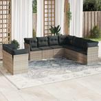 vidaXL 9-delige Loungeset met kussens poly rattan lichtgrijs, Verzenden, Nieuw, Rotan, Loungeset