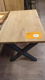 Geborsteld eiken boomstamtafel van 180x100x4,5cm, Huis en Inrichting, Tafels | Eettafels, Ophalen, Nieuw, Industrieel