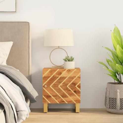 vidaXL Nachtkastje massief mangohout bruin en zwart, Huis en Inrichting, Slaapkamer | Nachtkastjes, Nieuw, Minder dan 45 cm, Hout