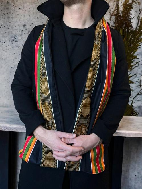 Warme Sjaal voor Heren met Afrikaanse print - Zwarte Pan Ken, Kleding | Dames, Mutsen, Sjaals en Handschoenen, Nieuw, Ophalen of Verzenden