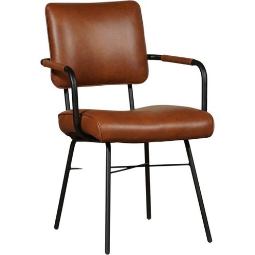 Leren eetkamerstoel Solid met armleuning - Granada Savannah, Huis en Inrichting, Stoelen, Eén, Overige kleuren, Nieuw, Leer, Ophalen of Verzenden