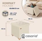 Poef Beige Fluweel 42x38x38cm inklapbaar ( Poef, Stoelen ), Verzenden, Nieuw