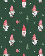 Poplin Katoen Kerstkabouters Groen, Nieuw, Groen