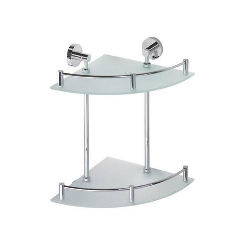 Dubbele Glazen Hoek Planchet Sapho X-Round 26.5x40 cm Chroom, Doe-het-zelf en Verbouw, Sanitair, Bad, Nieuw, Chroom, Ophalen of Verzenden