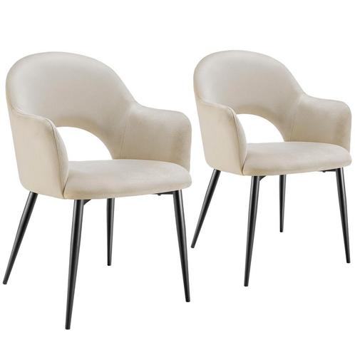 Eetkamerstoel Sachel, fluweellook, gestoffeerd, 120 kg - crè, Huis en Inrichting, Stoelen, Verzenden