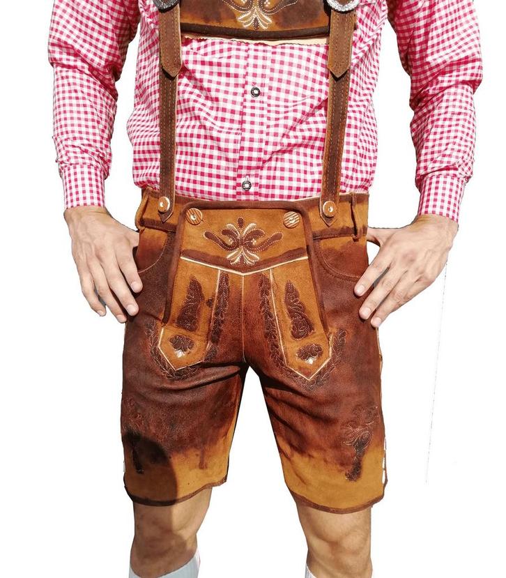 Lederhosen 100% leder gewaxt, Hobby en Vrije tijd, Feestartikelen, Feestartikel, Nieuw, Verzenden