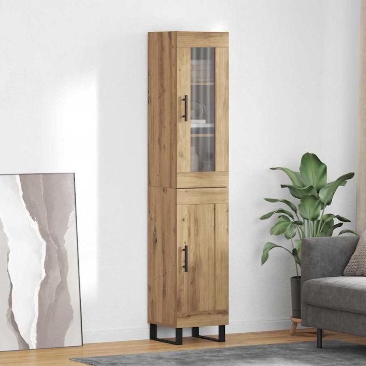 vidaXL Highboard Artisan Eiken 69,5 x 34 x 180 cm Bewerkt, Huis en Inrichting, Kasten | Buffetkasten, Nieuw, 50 tot 100 cm, Overige houtsoorten