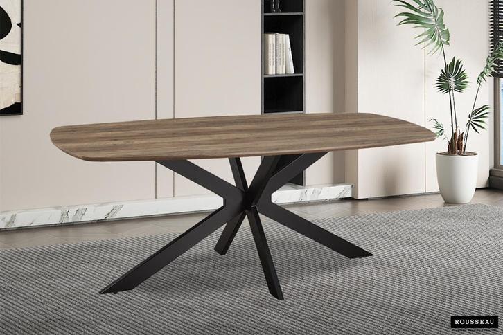 Aziz eettafel Deens ovaal, kleur mango (nieuw, outlet), Huis en Inrichting, Tafels | Eettafels, Nieuw, Overige houtsoorten, Metaal