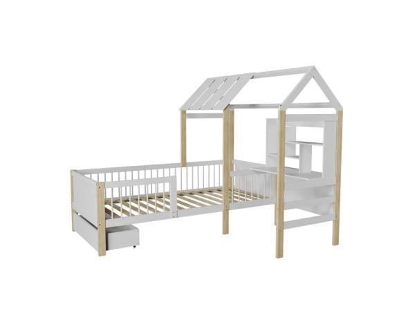 Veiling - Kinderbed Yari - Incl. Tafel en Lade - Wit / Natur, Kinderen en Baby's, Kinderkamer | Bedden, Nieuw