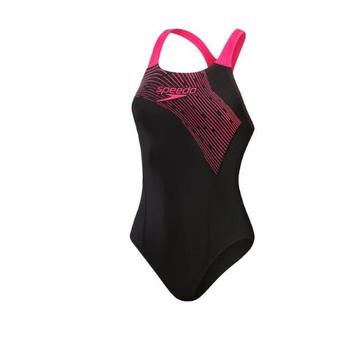 Sportbadpak - Maat 38 Speedo Medley Logo 1 Piece Zwart/Roze beschikbaar voor biedingen